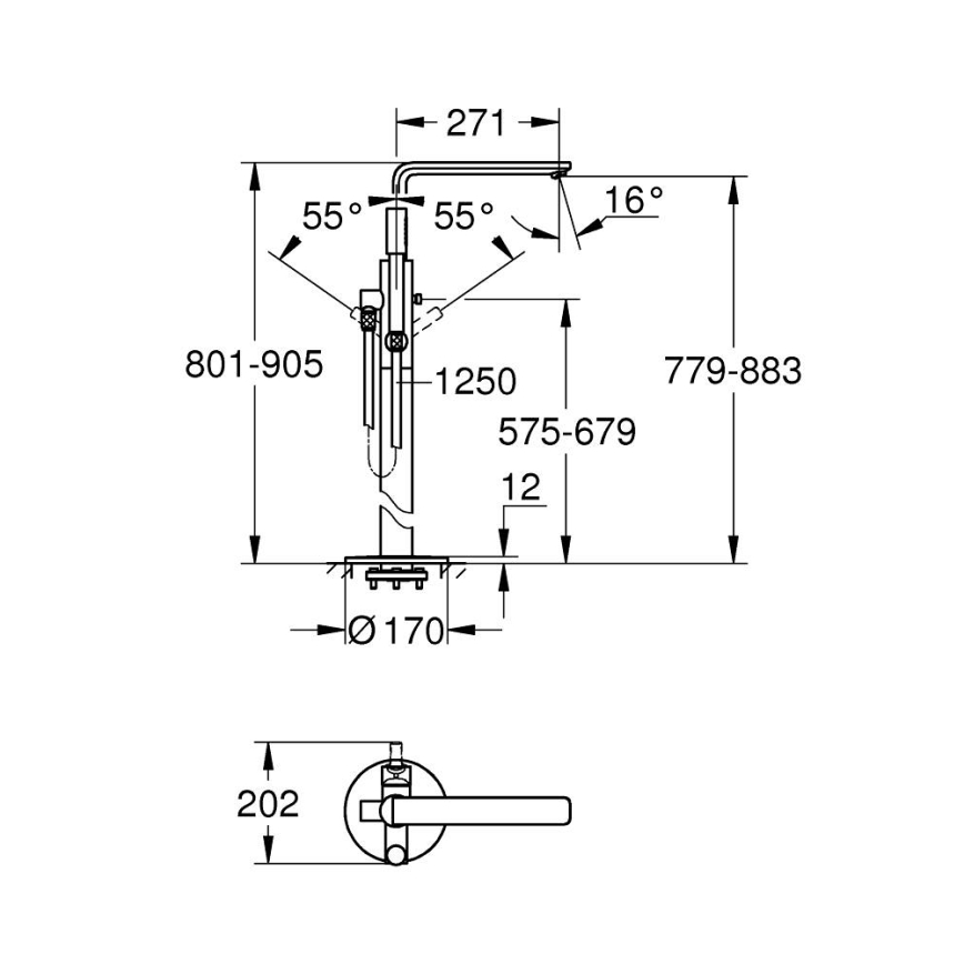 GROHE 23792001 - смеситель для ванны LINEARE 271 мм, полированный хром