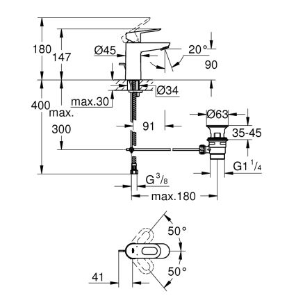 GROHE 23803000 - Смеситель для раковины EUROSMART, глянцевый хром
