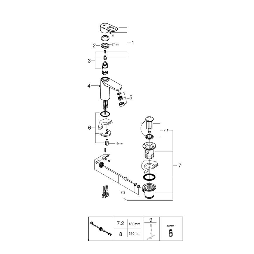 GROHE 23803000 - Змішувач для умивальника EUROSMART глянцевий хром