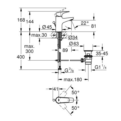 GROHE 23809000 - Смеситель для раковины START FLOW DN 15, полированный хром