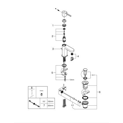 GROHE 23870003 - Смеситель для раковины PLUS, размер S, полированный хром