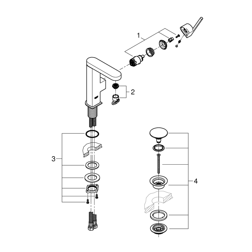 GROHE 23872003 - Змішувач для умивальника PLUS M, блискучий хром