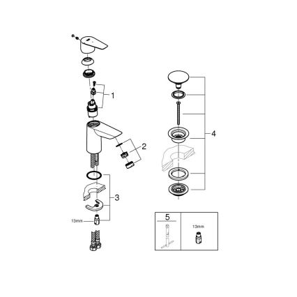 GROHE 23900001 - Смеситель для раковины START EDGE, размер S, полированный хром