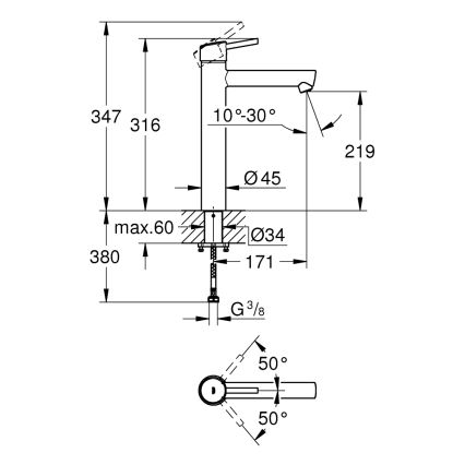 GROHE 23920001 - Змішувач для умивальника CONCETTO, розмір XL, поліруваний хром