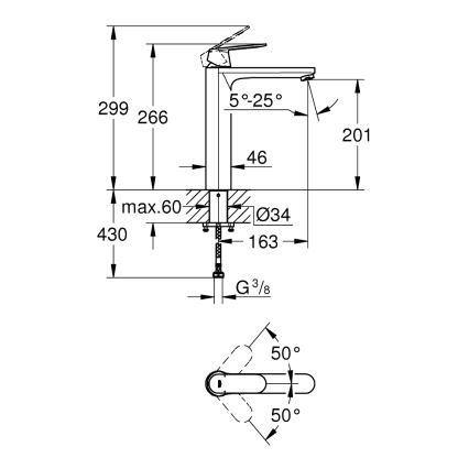 GROHE 23921000 - Смеситель для раковины EUROSMART COSMOPOLITAN XL, полированный хром