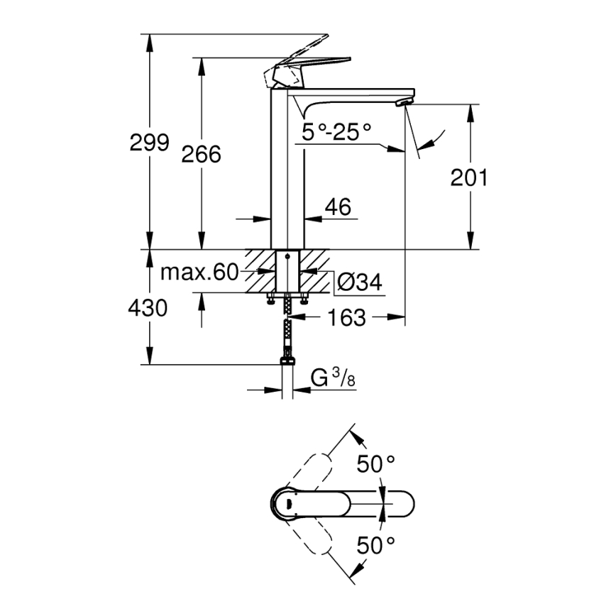 GROHE 23921000 - Смеситель для раковины EUROSMART COSMOPOLITAN XL, полированный хром