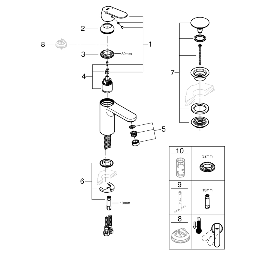 GROHE 23926000 - Змішувач для умивальника DN 15 розмір M полірований хром