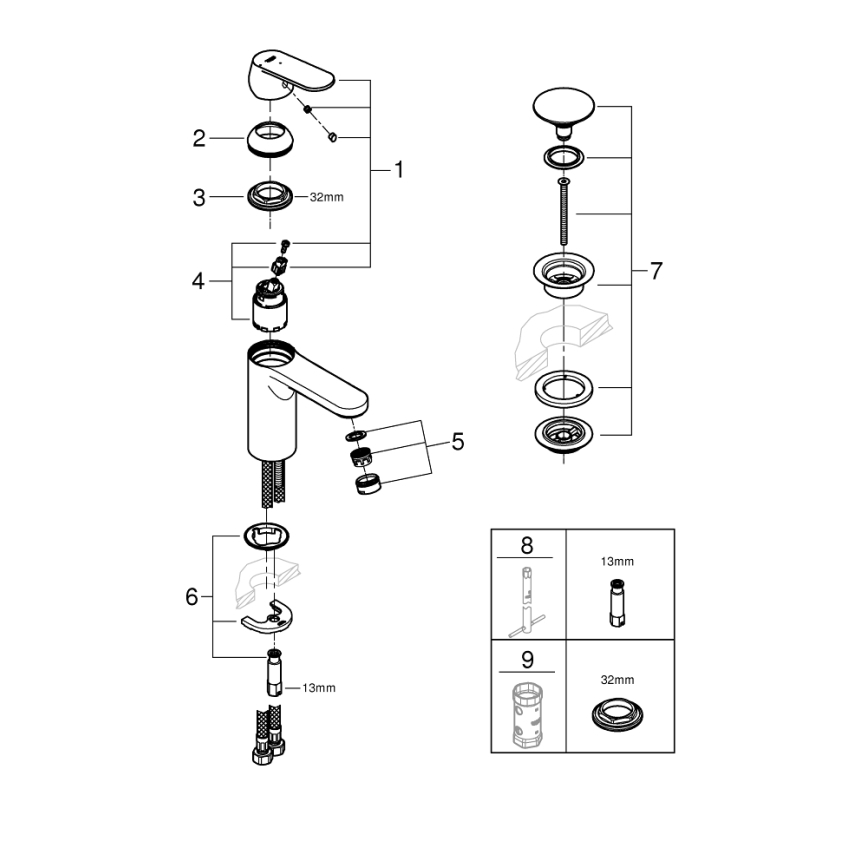 GROHE 23928000 - Смеситель для раковины DN 15 размер M глянцевый хром