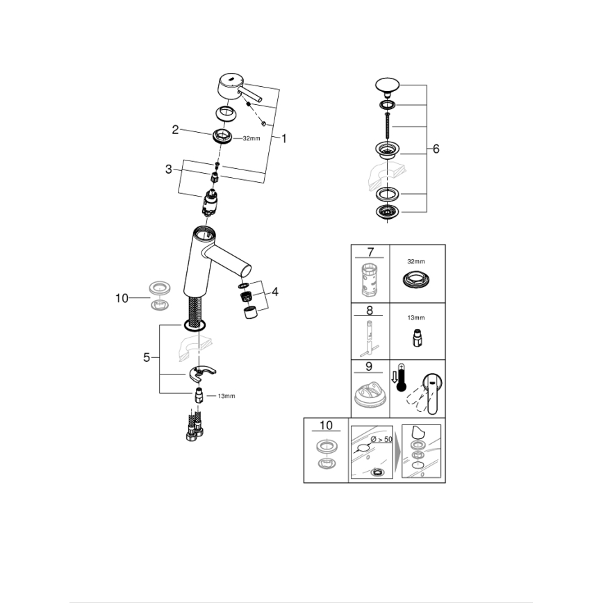 GROHE 23932001 - Смеситель для умывальника EUROSMART, размер M, глянцевый хром