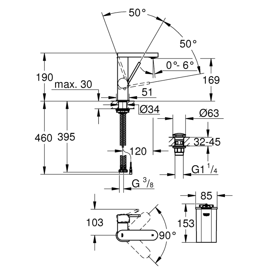 GROHE 23958003 - змішувач PLUS, розмір M, блискучий хром