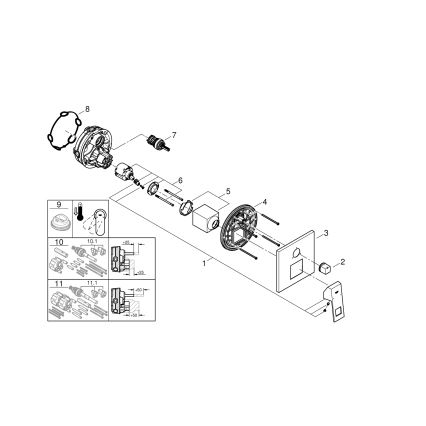 GROHE 24094000 - смеситель EUROCUBE со 3-ходовым переключателем, глянцевый хром