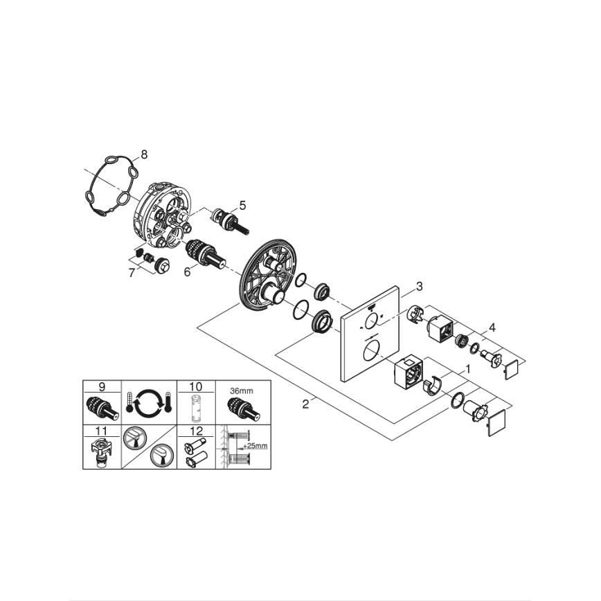 GROHE 24154000 - Термостатичний змішувач GROHTHERM CUBE полірований хром
