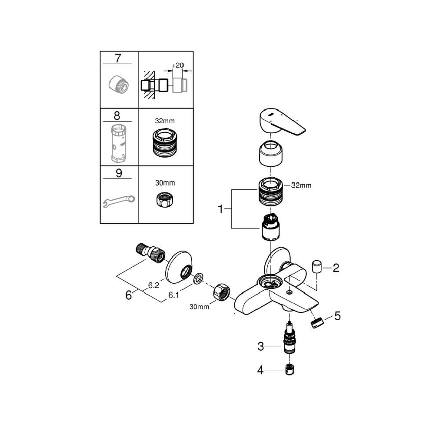 GROHE 24198001 - Смеситель для ванны DN 15, полированный хром