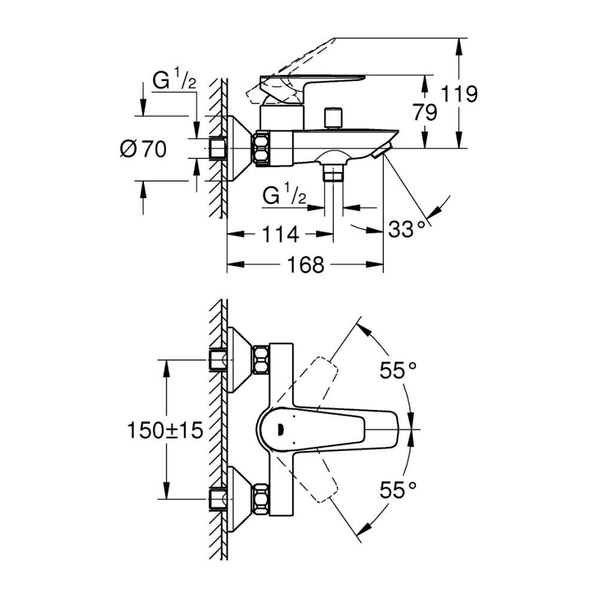 GROHE 24198001 - Смеситель для ванны DN 15, полированный хром