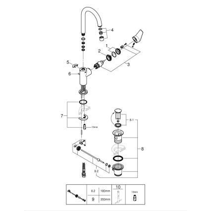 GROHE 24201001 - Смеситель для умывальника DN 15, размер L, полированный хром