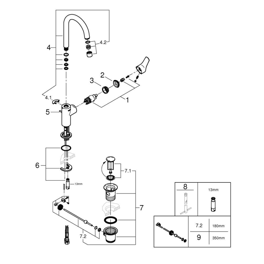 GROHE 242032432 - Змішувач для умивальника START 311 мм чорний