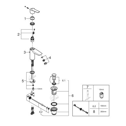 GROHE 242092432 - Смеситель для раковины QUICKFIX START 165 мм чёрный