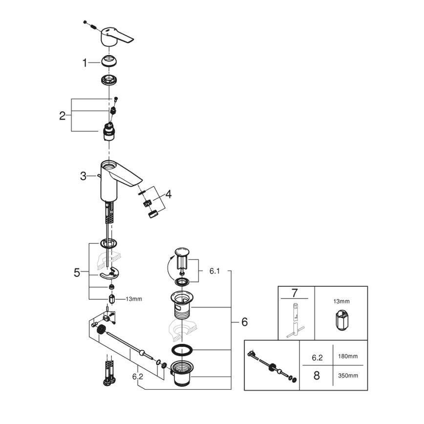 GROHE 242092432 - Смеситель для раковины QUICKFIX START 165 мм чёрный