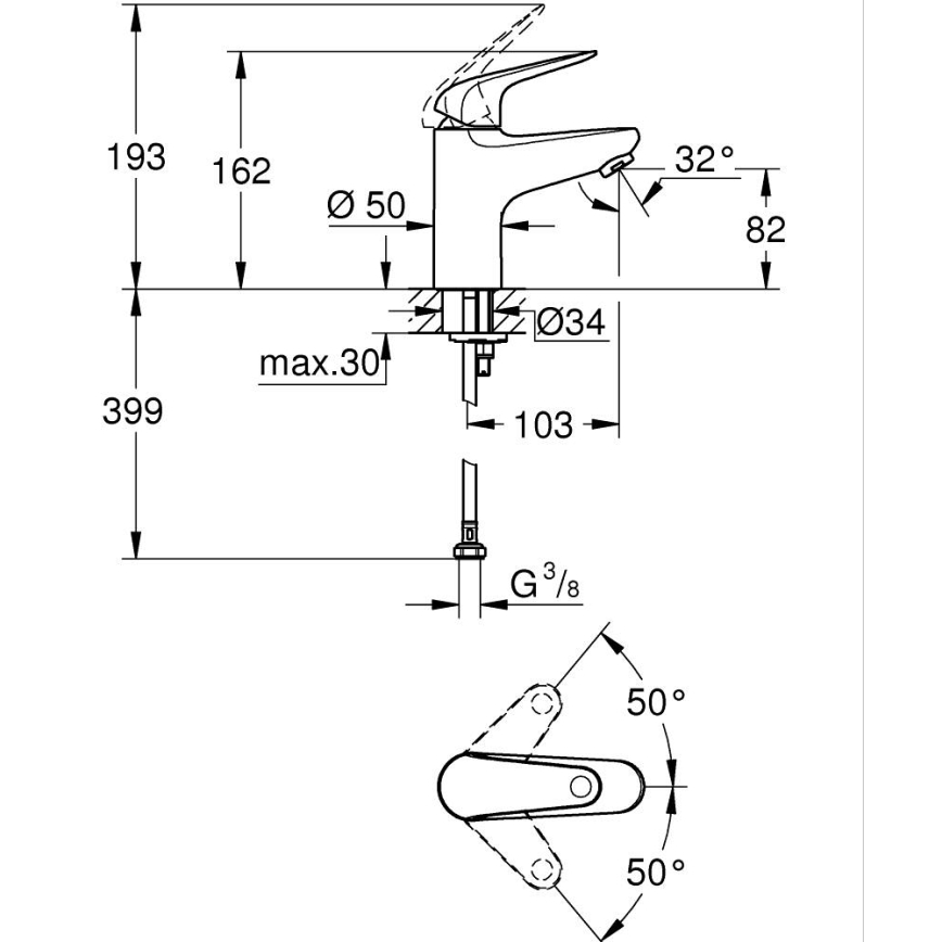 GROHE 24317001 - Змішувач для умивальника SWIFT 162 мм блискучий хром