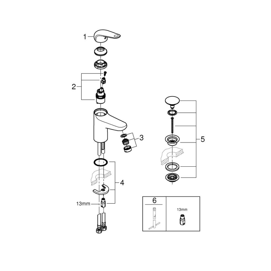 GROHE 24318001 - Змішувач для умивальника SWIFT, 162 mm, глянцевий хром