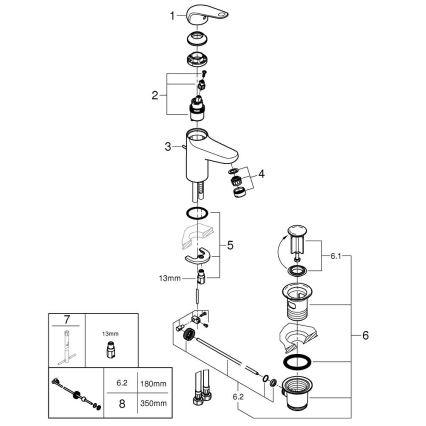 GROHE 24325001 - Смеситель для раковины SWIFT DN 15 размер M глянцевый хром