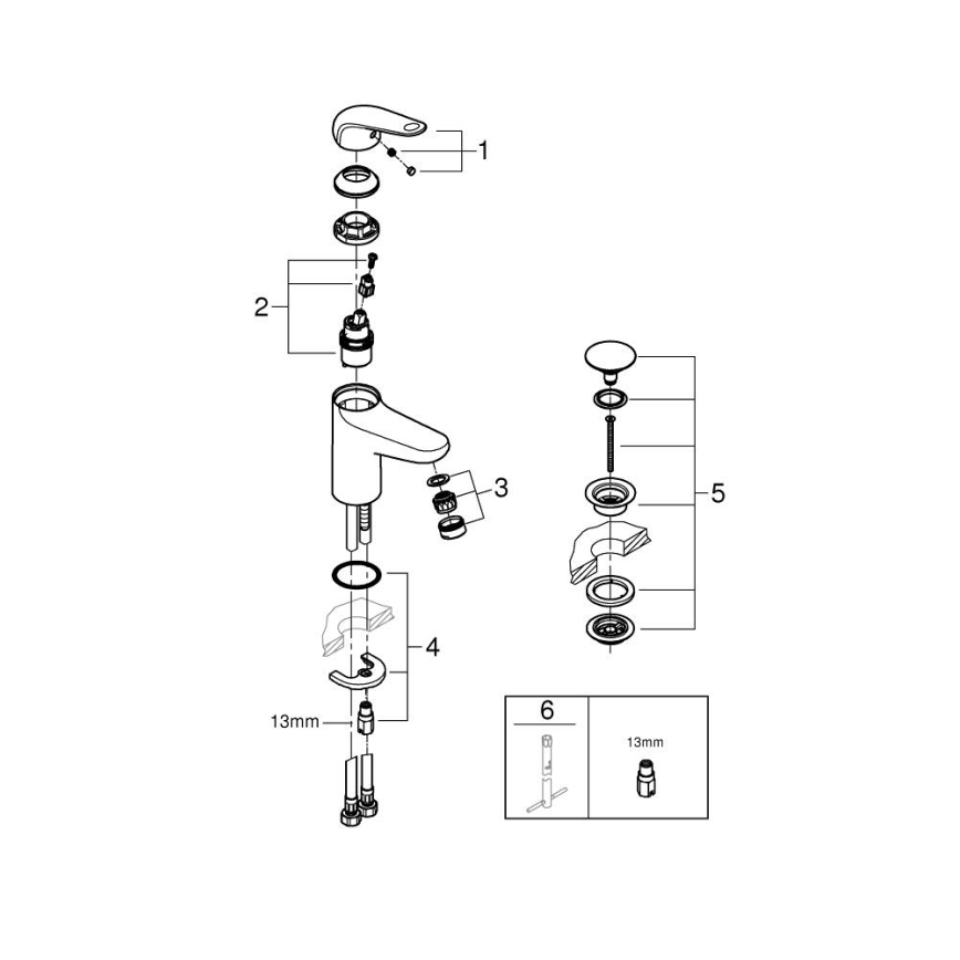GROHE 24326001 - Змішувач для умивальника SWIFT DN 15 розмір M глянцевий хром