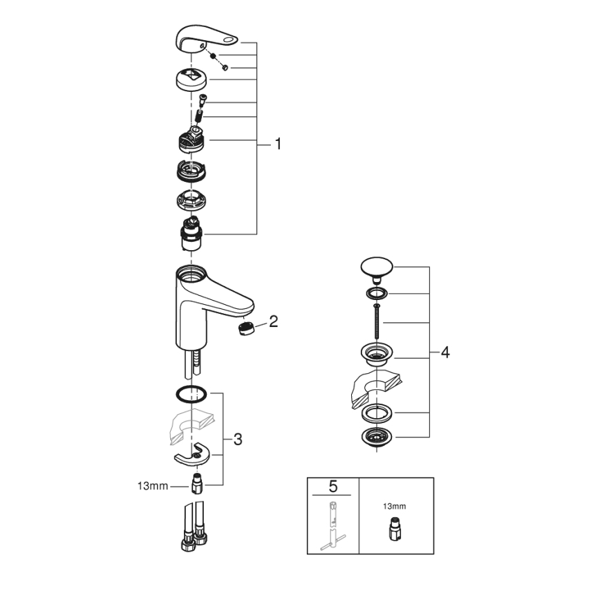 GROHE 24327001 - смеситель для раковины SWIFT, размер M, полированный хром