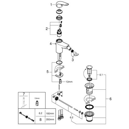 GROHE 24332001 - змішувач для біде SWIFT, 146 мм, глянцевий хром
