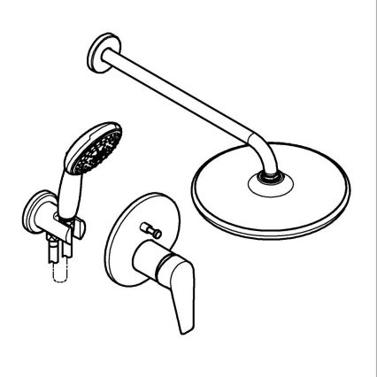 GROHE 25293000 - Душевой комплект START EDGE 250 мм, полированный хром