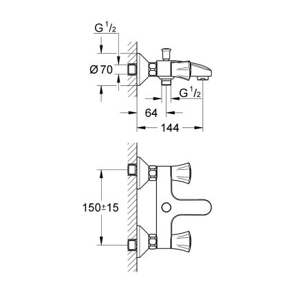 GROHE 25450001 - Смеситель для ванны COSTA L DN 15 глянцевый хром