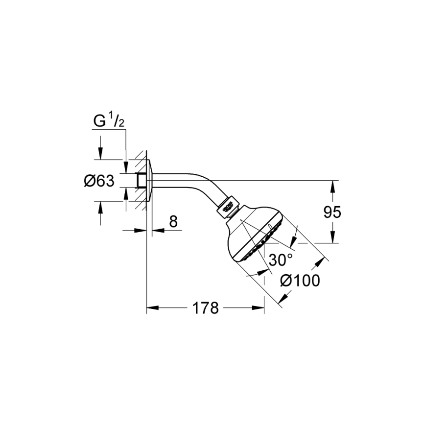 GROHE 26088001 - Душова лійка TEMPESTA 100 100 mm глянцевий хром