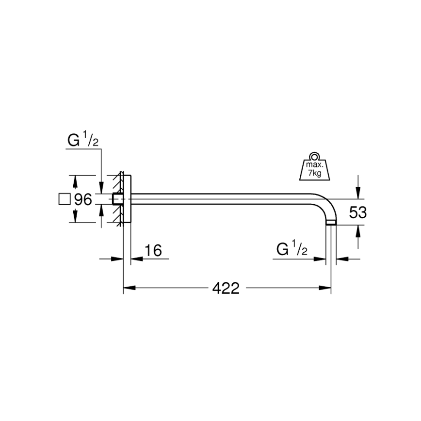 GROHE 26145000 - Душевой кронштейн RAINSHOWER 422 мм блестящий хром