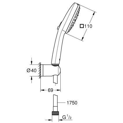 GROHE 26176001 - Душовий комплект VITALIO COMFORT 110, 110 мм, полірований хром