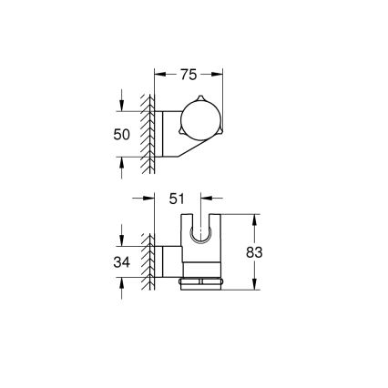GROHE 26183001 - Настенный держатель для душа VITALIO UNIVERSAL, полированный хром