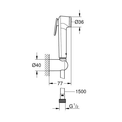 GROHE 26353000 - Лійка для біде TEMPESTA-F 30 з тримачем і шлангом 150 см, хром