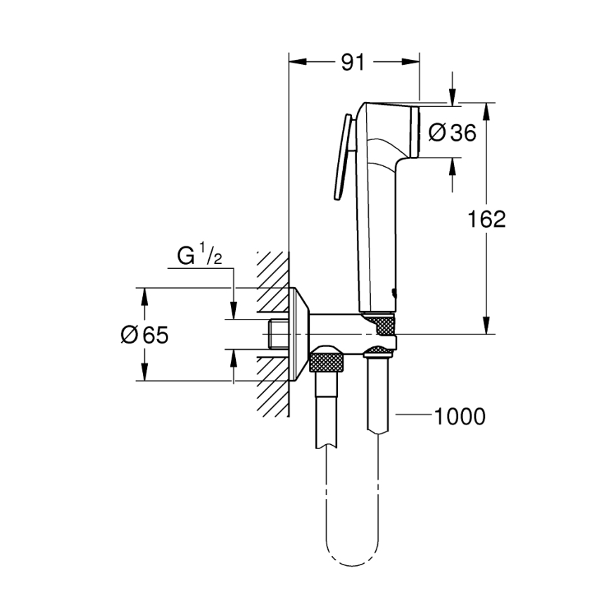 GROHE 26358000 - настенный комплект TEMPESTA-F с ручной биде-лейкой 1000 мм, хром