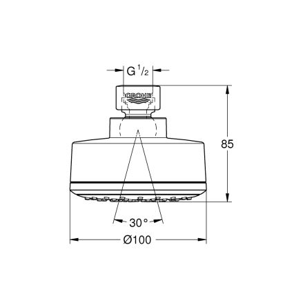 GROHE 26366001 - верхняя душевая лейка RAINSHOWER 210 мм, глянцевый хром