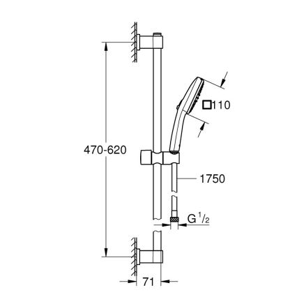 GROHE 26398001 - Душевой набор VITALIO COMFORT 110 600 мм, блестящий хром