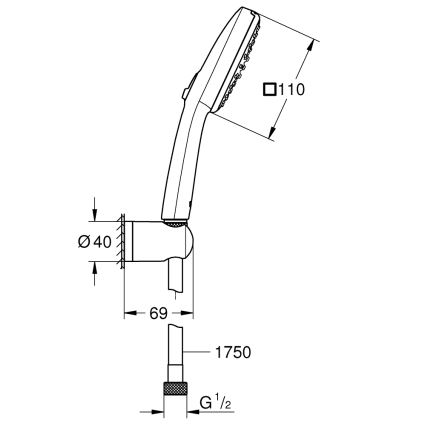GROHE 263992431 - Душевой комплект VITALIO COMFORT 110 110 мм черный