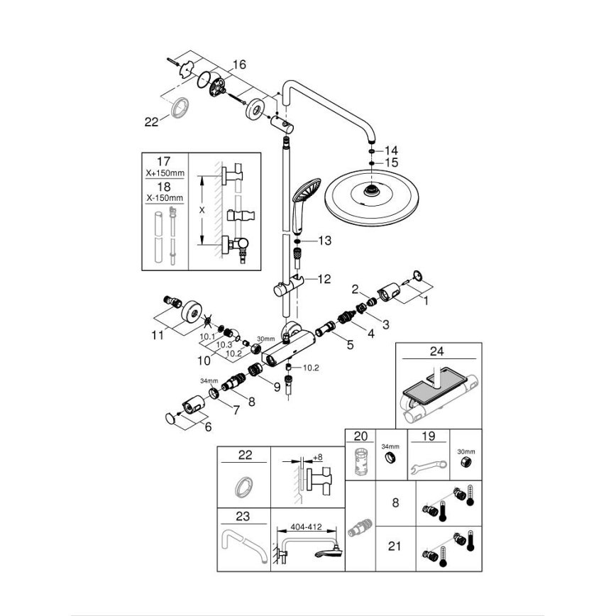 GROHE 26400001 - Душевая система VITALIO JOY SYSTEM 310 450 мм, глянцевый хром