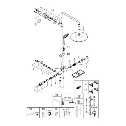 GROHE 26403001 - Душова система VITALIO JOY 260, 450 мм, блискучий хром