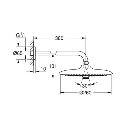 GROHE 26459000 - Дождевой верхний душ EUPHORIA 260/380 мм, глянцевый хром