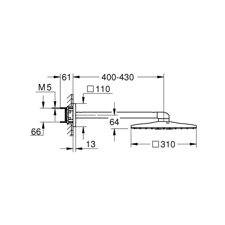 GROHE 26479000 - Верхний душ RAINSHOWER SMARTACTIVE 310 CUBE, глянцевый хром