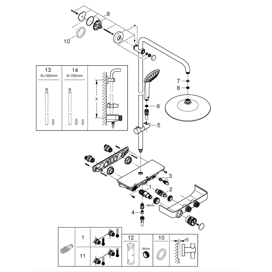 GROHE 26509000 - Душова система EUPHORIA SMARTCONTROL 260 мм полірований хром