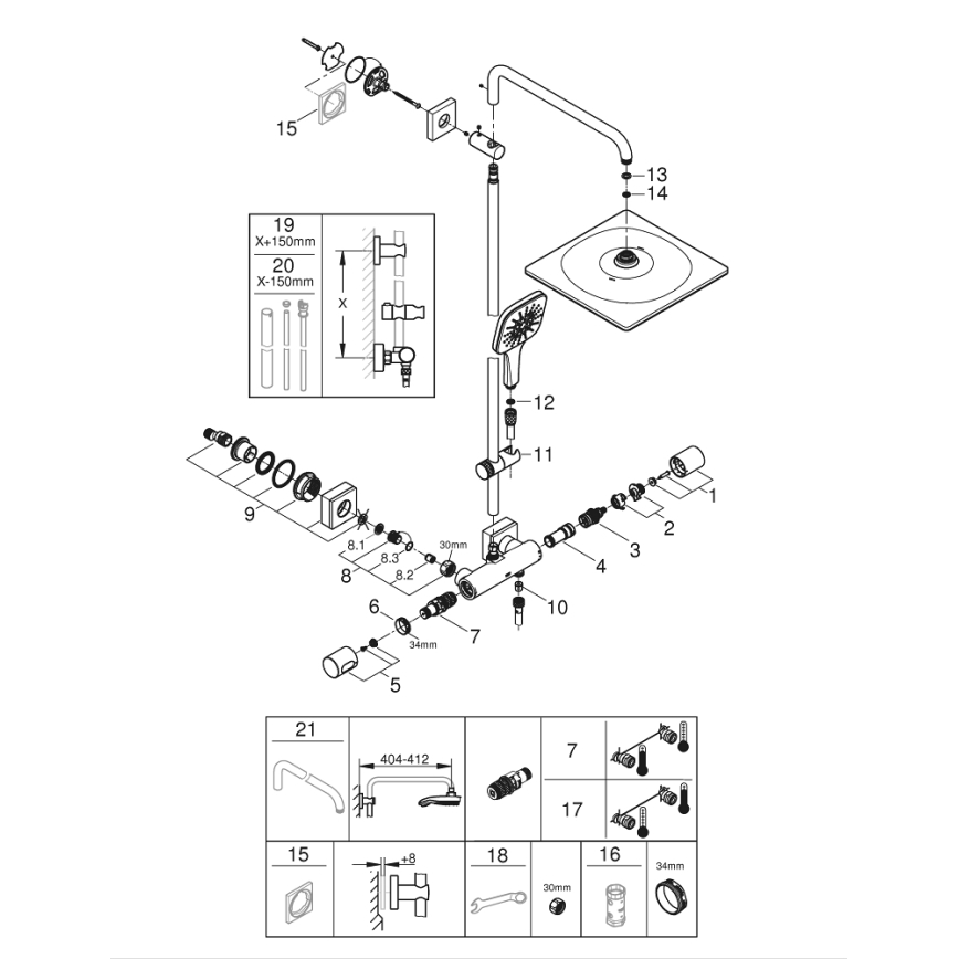 GROHE 26652000 - Душевая система RAINSHOWER SMARTACTIVE 310 450 мм полированный хром