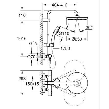 GROHE 266772431 - Душова система VITALIO START SYSTEM 250 390 мм чорна