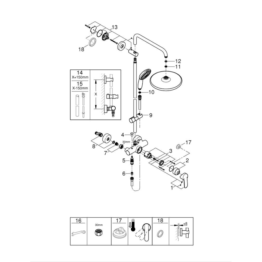 GROHE 26679001 - Душова система VITALIO START 250 390 mm полірований хром