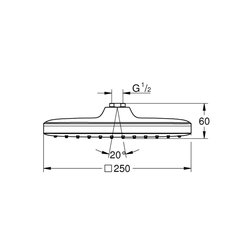 GROHE 26695000 - Верхняя душевая лейка VITALIO COMFORT 250 × 250 мм, полированный хром