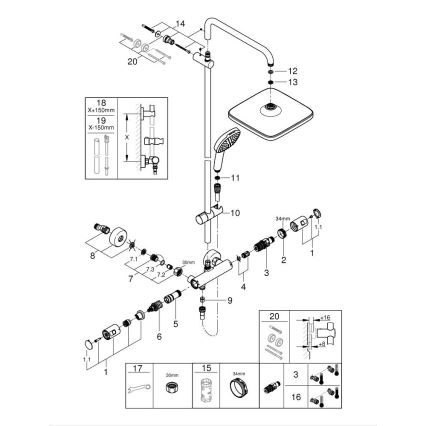 GROHE 266962431 - Душова система VITALIO COMFORT 250 250 × 250 мм чорна