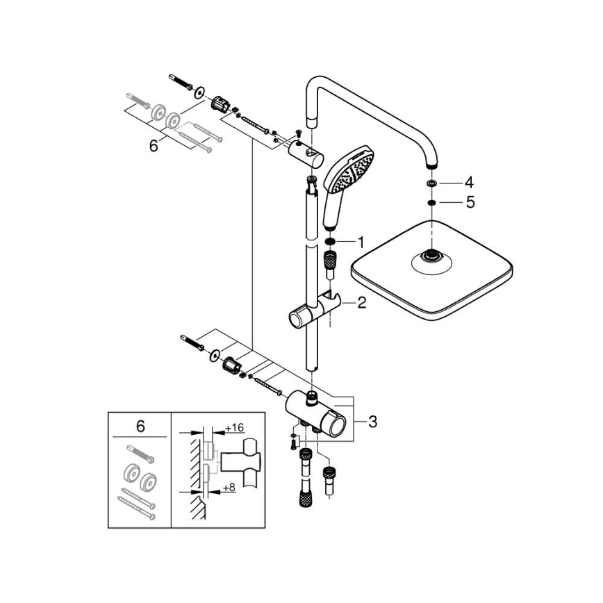 GROHE 26698001 - Душова система VITALIO COMFORT 250 блискучий хром